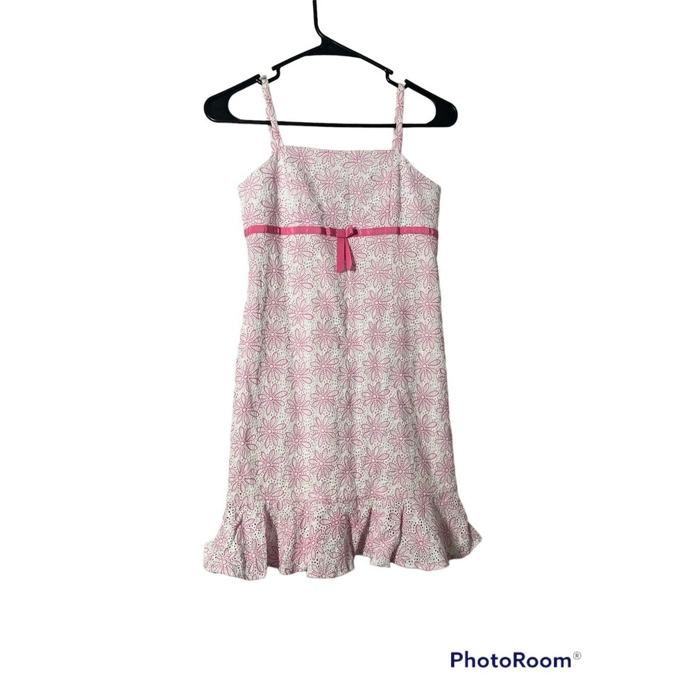 Girls size 12 Lilly Pulitzer Dress lace floral spring pink white Formal